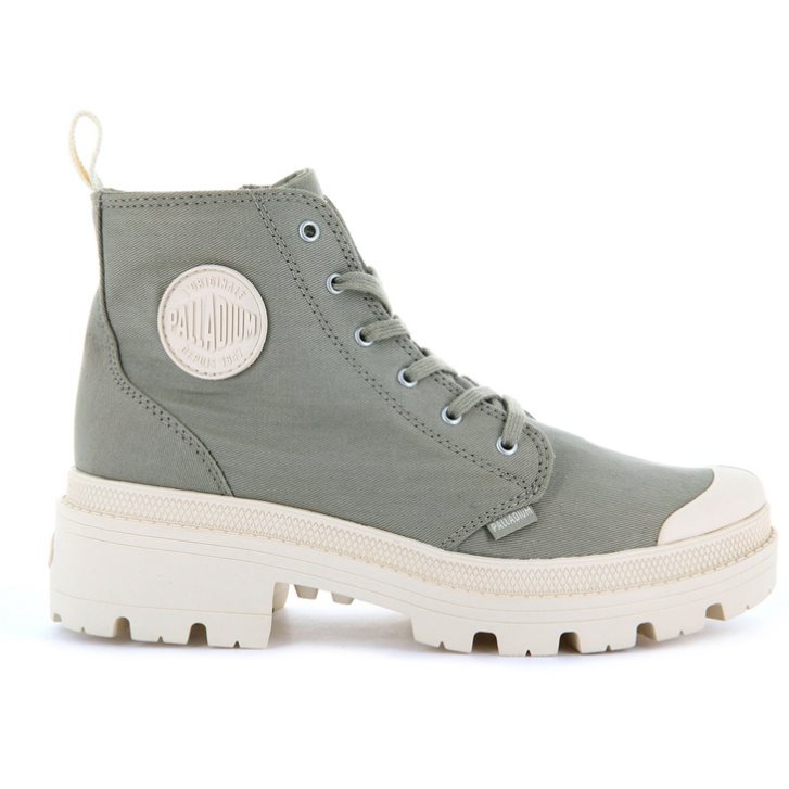 Bottes Palladium Pallabase Twill Femme Vert | FR TYW695Q